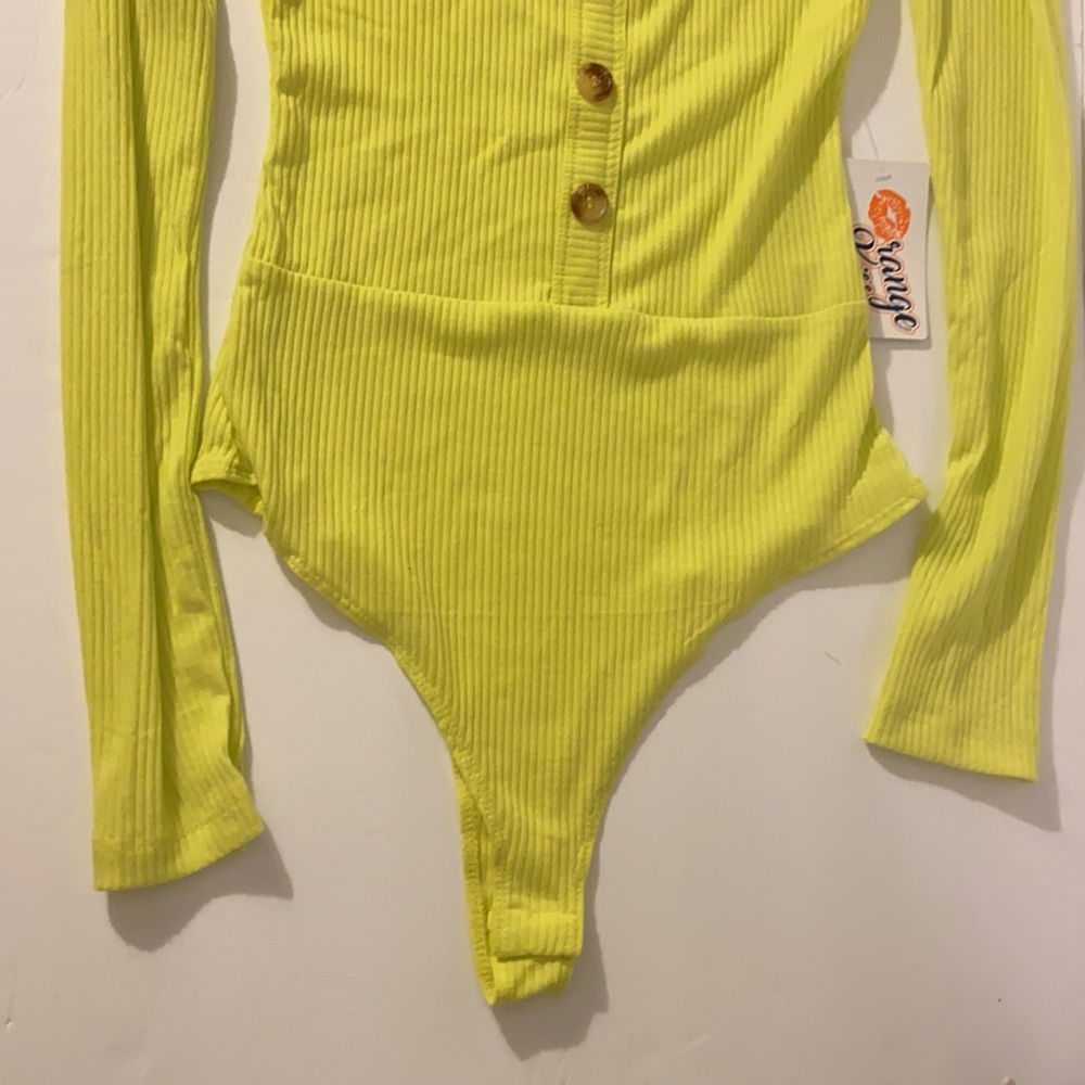 Neon yellow long sleeve sexy body suit. Size small. New with tags - Picture 3 of 10